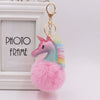 Keychain Plush Pu Leather Unicorn Fur Ball