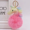 Keychain Plush Pu Leather Unicorn Fur Ball