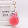 Keychain Plush Pu Leather Unicorn Fur Ball