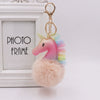 Keychain Plush Pu Leather Unicorn Fur Ball
