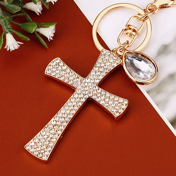 Keychain Zinc Alloy Cross Rhinestone Modern Art Creative