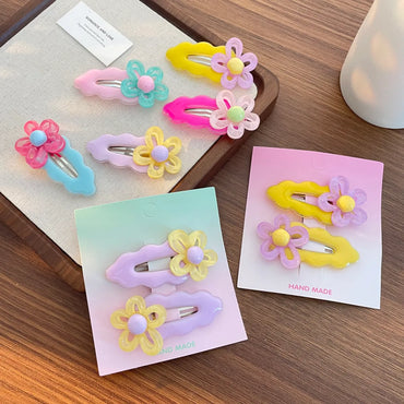 Kid'S Casual Sweet Pastoral Wave Flower Plastic Resin Hair Clip