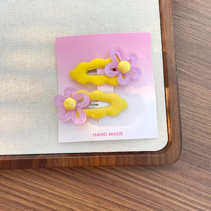 Kid'S Casual Sweet Pastoral Wave Flower Plastic Resin Hair Clip