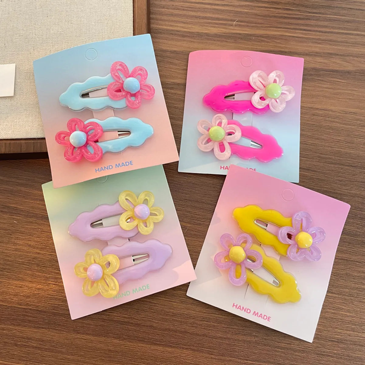 Kid'S Casual Sweet Pastoral Wave Flower Plastic Resin Hair Clip