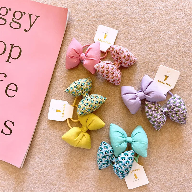 Kid'S Cute Bow Knot Cloth Hair Tie