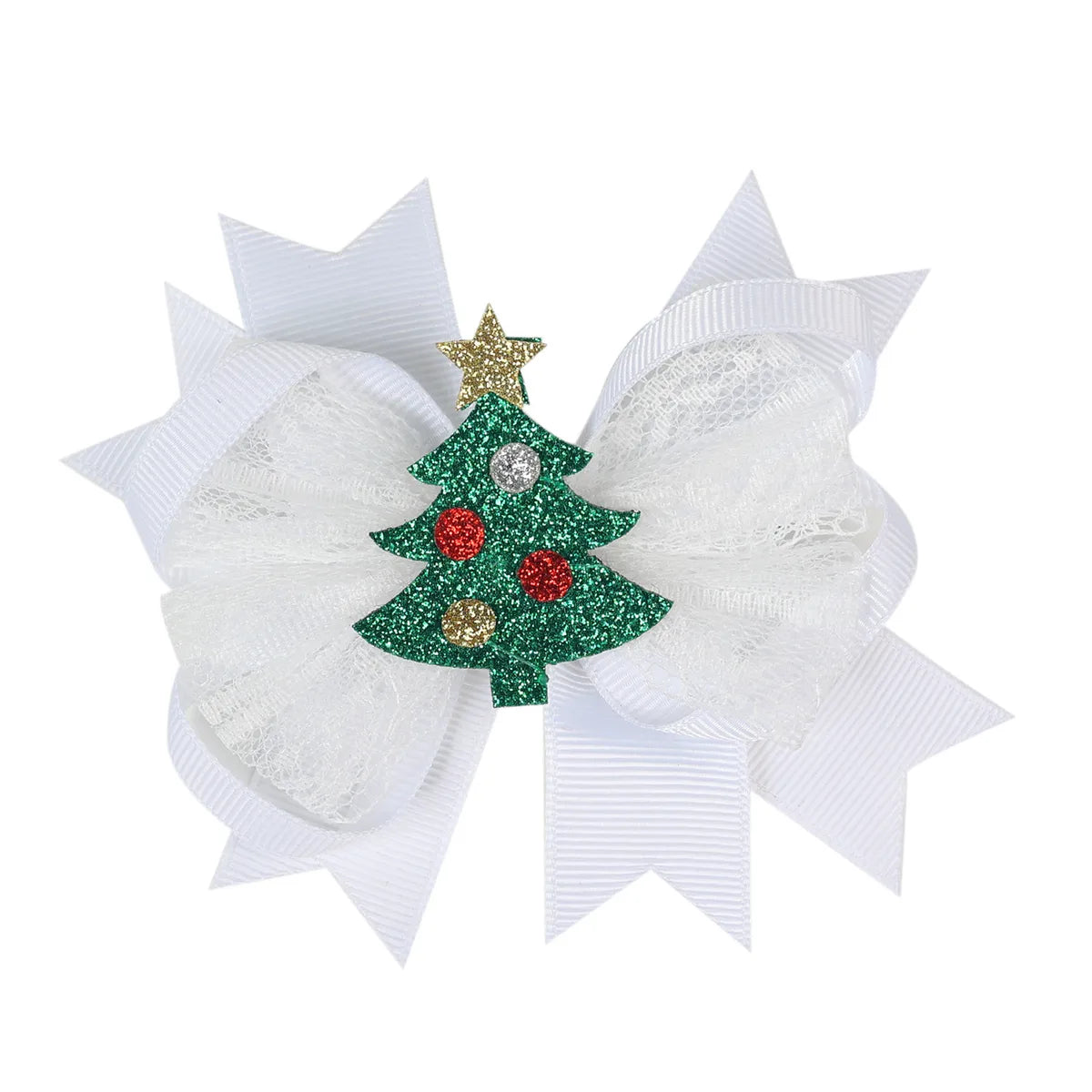 Kid'S Cute Christmas Tree Santa Claus Bow Knot Alloy Threaded Braid Lace Hair Clip