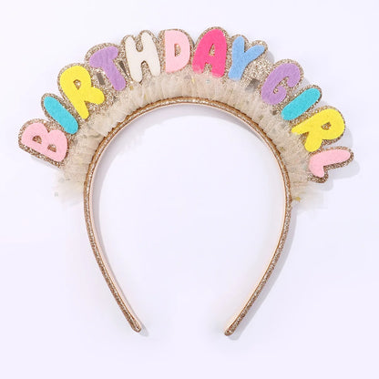 Kid'S Cute Romantic Sweet Letter Plastic Cloth Lace Handmade Appliques Hair Band