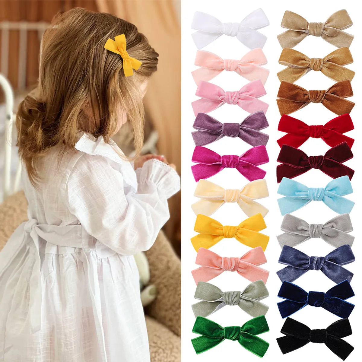 Kid'S Cute Solid Color Bow Knot Cotton Pleated Hair Clip