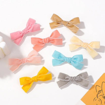 Kid'S Cute Solid Color Bow Knot Cotton Pleated Hair Clip