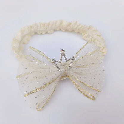 Kid'S Cute Sweet Crown Bow Knot Cloth Cotton Hair Band