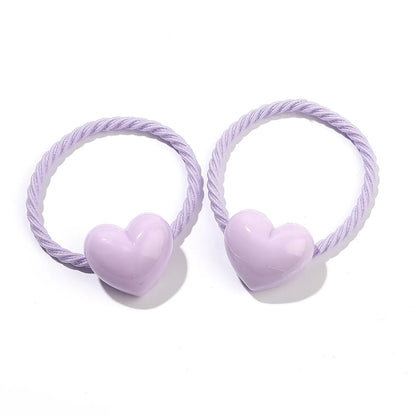 Kid'S Cute Sweet Simple Style Heart Shape Rope Hair Tie