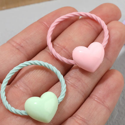 Kid'S Cute Sweet Simple Style Heart Shape Rope Hair Tie