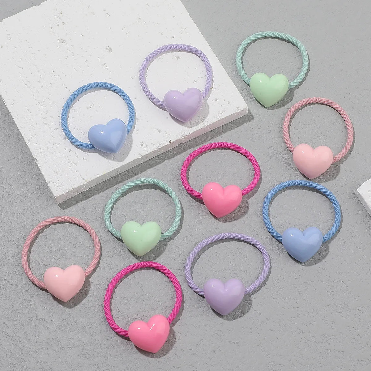 Kid'S Cute Sweet Simple Style Heart Shape Rope Hair Tie