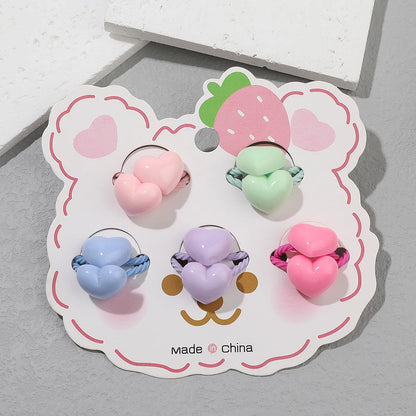 Kid'S Cute Sweet Simple Style Heart Shape Rope Hair Tie