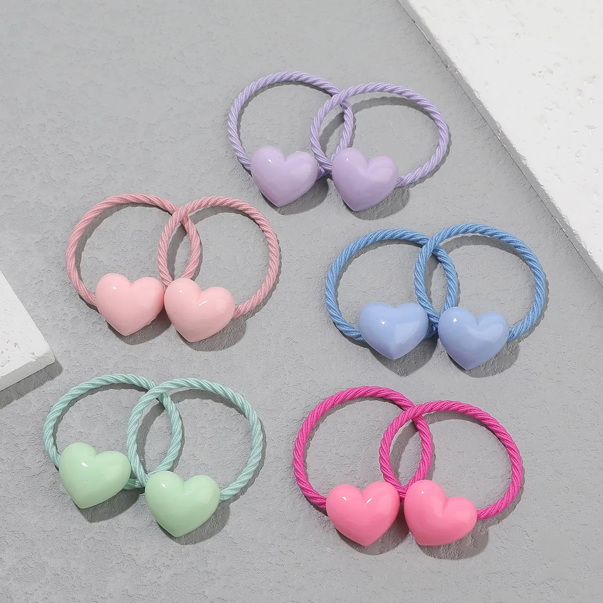 Kid'S Cute Sweet Simple Style Heart Shape Rope Hair Tie