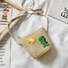 Kid'S Small Straw Animal Cute Bucket Zipper Crossbody Bag