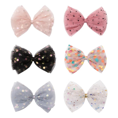 Kid'S Sweet Polka Dots Bow Knot Synthetic Yarn Cloth Lace Hair Clip