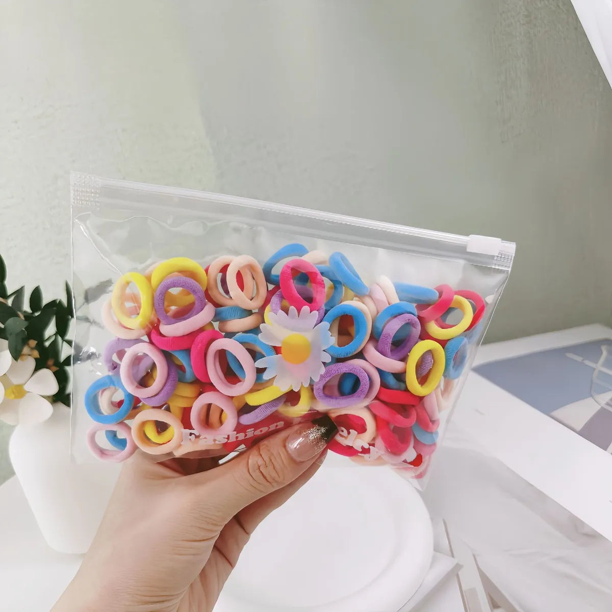 Kid'S Sweet Rainbow Plastic Contrast Collar Hair Tie