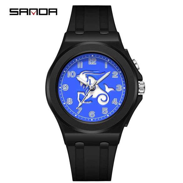 Kids Digital Watch Versatile Casual Minimalist Style Twelve Constellations Abs Case Tpu Strap Round Dial