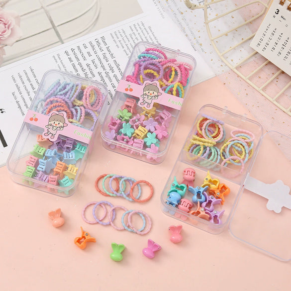 Kids Hair Accessories Set Alloy Rubber Band Electroplated For Little Girls