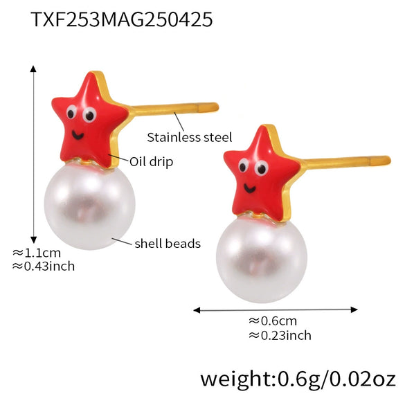 Kids' Jewelry Set Ferris Wheel Pearl Star Necklace Bracelet Ring Earrings Titanium Steel Goldplated