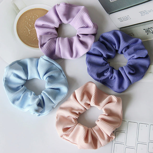 Knitted Fabric Large Intestine Hair Ring Striped Solid Color