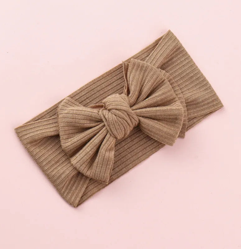 Knitted Sunken Stripe Hair Band Solid Color Bow Knot Stretch Sunken Stripe Knitted Fabric Sewing Hair Band 1 Piece