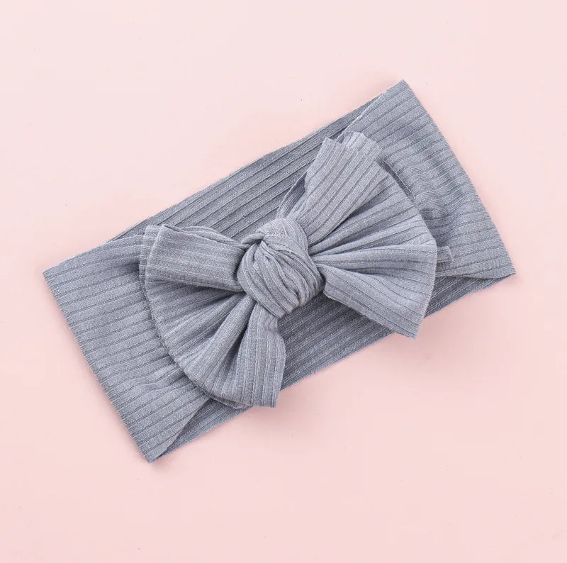 Knitted Sunken Stripe Hair Band Solid Color Bow Knot Stretch Sunken Stripe Knitted Fabric Sewing Hair Band 1 Piece