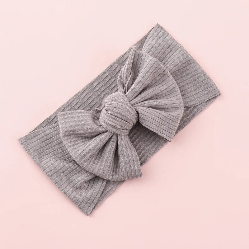 Knitted Sunken Stripe Hair Band Solid Color Bow Knot Stretch Sunken Stripe Knitted Fabric Sewing Hair Band 1 Piece