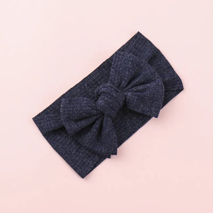 Knitted Sunken Stripe Hair Band Solid Color Bow Knot Stretch Sunken Stripe Knitted Fabric Sewing Hair Band 1 Piece