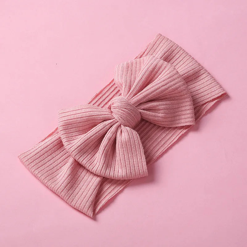 Knitted Sunken Stripe Hair Band Solid Color Bow Knot Stretch Sunken Stripe Knitted Fabric Sewing Hair Band 1 Piece