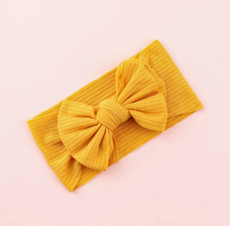 Knitted Sunken Stripe Hair Band Solid Color Bow Knot Stretch Sunken Stripe Knitted Fabric Sewing Hair Band 1 Piece