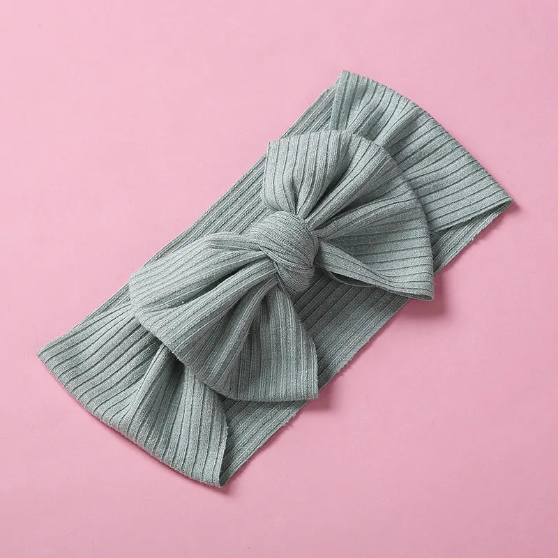 Knitted Sunken Stripe Hair Band Solid Color Bow Knot Stretch Sunken Stripe Knitted Fabric Sewing Hair Band 1 Piece