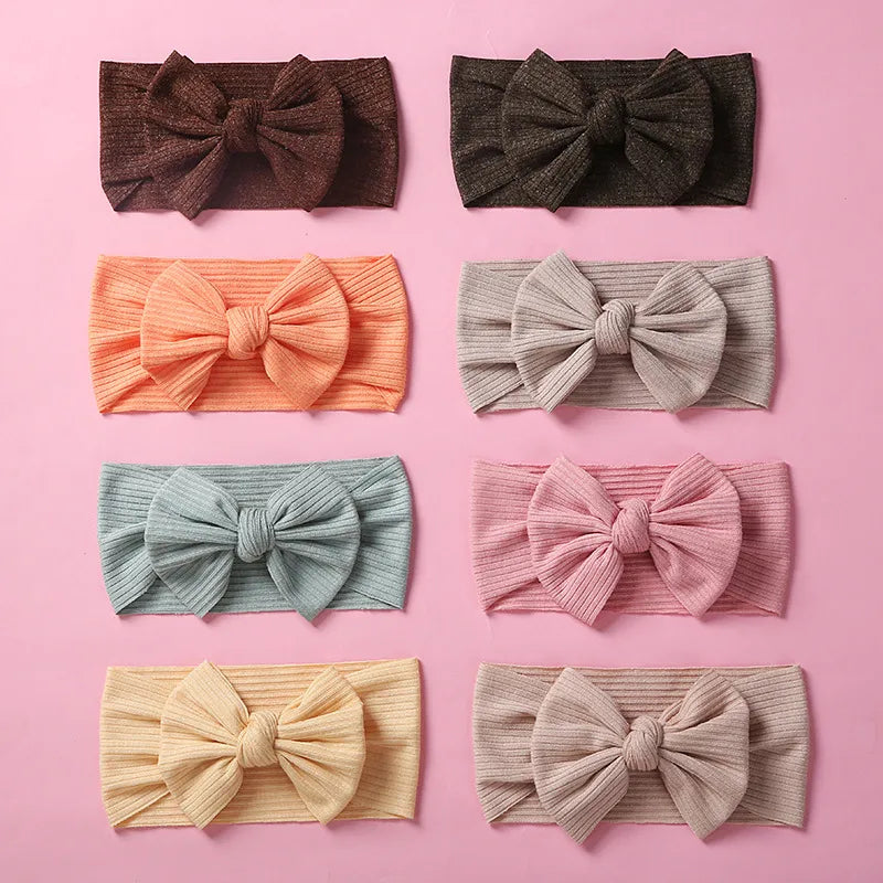 Knitted Sunken Stripe Hair Band Solid Color Bow Knot Stretch Sunken Stripe Knitted Fabric Sewing Hair Band 1 Piece