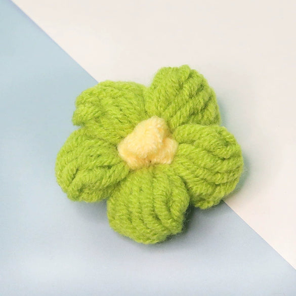 Knitting Cotton And Linen Wool Puff Flower Brooch Couple Style For Sweater Bag Accessories