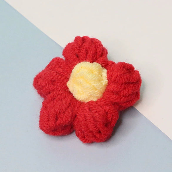 Knitting Cotton And Linen Wool Puff Flower Brooch Couple Style For Sweater Bag Accessories