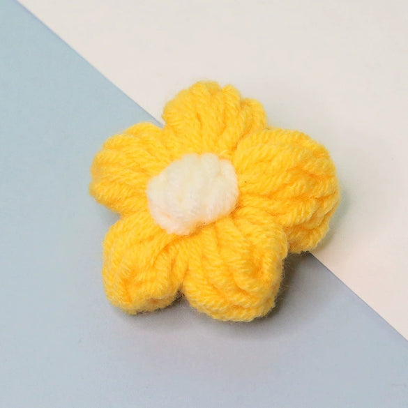 Knitting Cotton And Linen Wool Puff Flower Brooch Couple Style For Sweater Bag Accessories