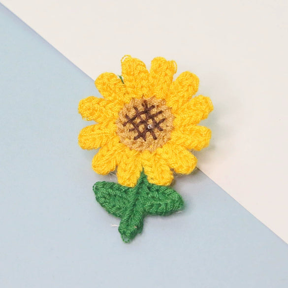 Knitting Cotton And Linen Wool Puff Flower Brooch Couple Style For Sweater Bag Accessories