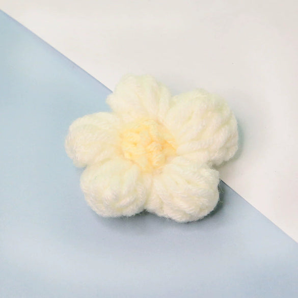 Knitting Cotton And Linen Wool Puff Flower Brooch Couple Style For Sweater Bag Accessories