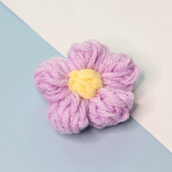 Knitting Cotton And Linen Wool Puff Flower Brooch Couple Style For Sweater Bag Accessories