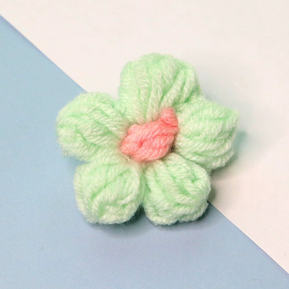Knitting Cotton And Linen Wool Puff Flower Brooch Couple Style For Sweater Bag Accessories