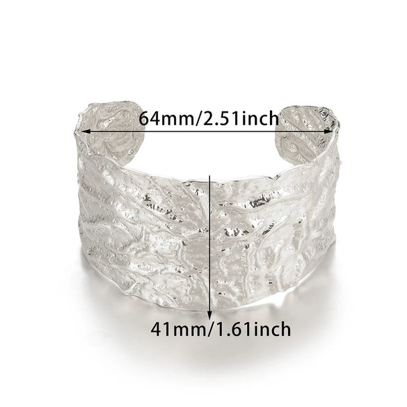 Knock Fold Pattern Wide Exaggerated Women Titanium Steel Bracelet With Electroplating
