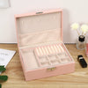 Knockon Opening And Closing Door Doublelayer Leather Jewelry Storage Box For Ring Necklace