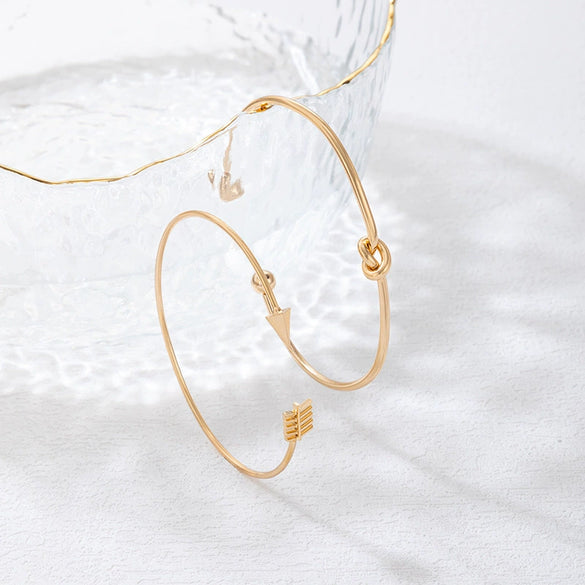 Knotted Round Arrow Multipiece Silver Alloy Geometric Triangle Electroplated Women's Bracelet Twopiece Set