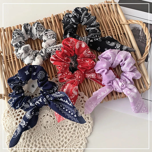 Korea Elegant Cashew Ribbon Hair Scrunchies