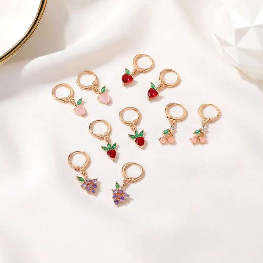 Fruit Plating Copper Artificial Gemstones Earrings