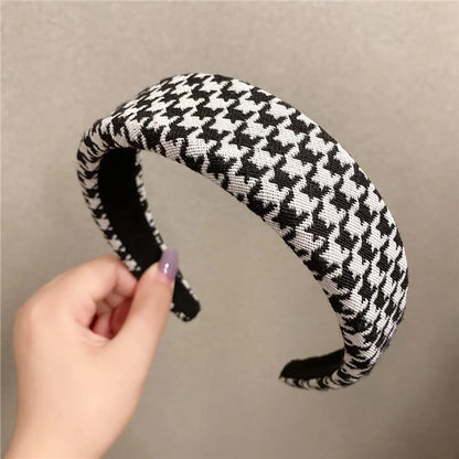 Korean Dongdaemun Same Product Houndstooth Simple Hairband Girly Temperamental Hairpin Ins Internet Celebrity Bow Headband