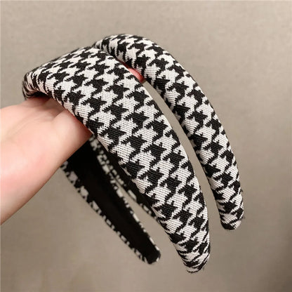 Korean Dongdaemun Same Product Houndstooth Simple Hairband Girly Temperamental Hairpin Ins Internet Celebrity Bow Headband