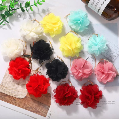 Korea New Fashion Hard Yarn Flower Earrings Exquisite Ear Jewelry Wholesale