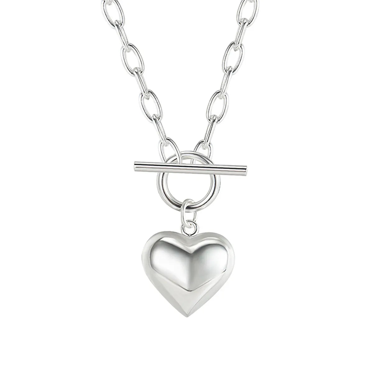 Korea Retro 925 Sterling Silver Heart Necklace Female Ot Buckle Necklace Wholesale